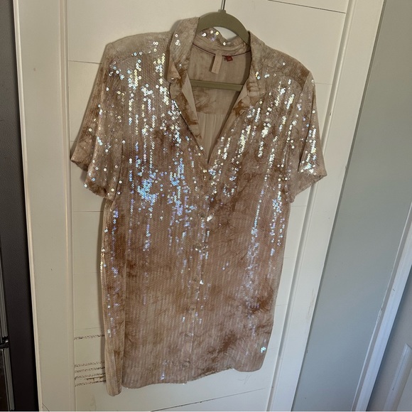 Anthropologie PILCRO Sequin Shirt Dress Size Small - Picture 7 of 10